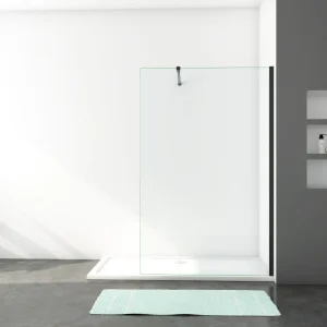Panel Mampara Ducha, Cristal 8mm, Barra 73-120cm, 200cm altura,Perfil Negro