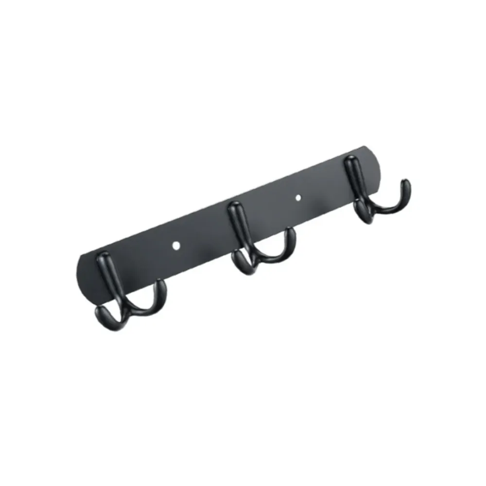 Perchero de pared con 3 ganchos en acero inoxidable negro