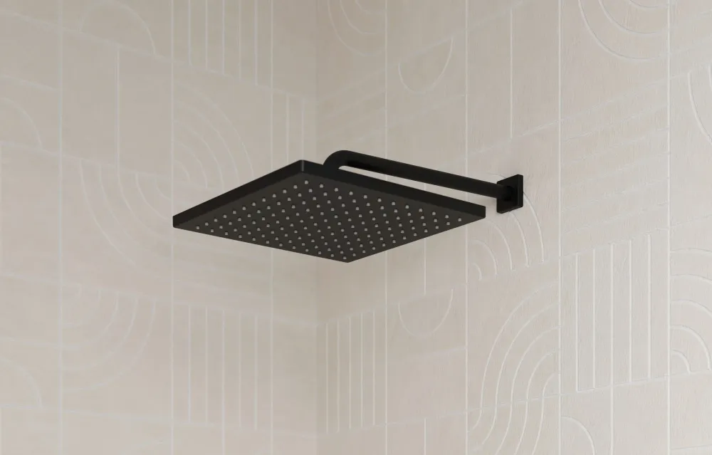 Conjunto Cabezal Cuadrado Negro con Tubo Pfister