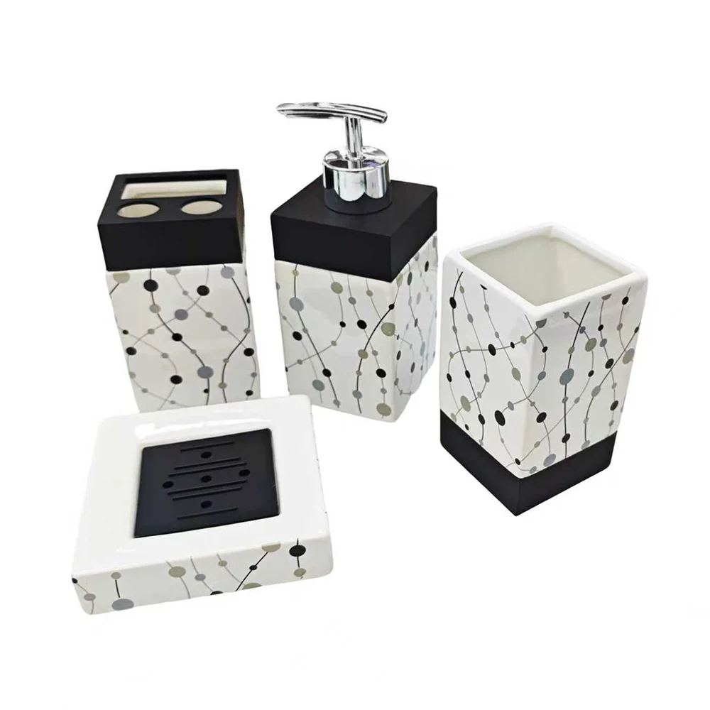Set x4 Accesorios de Baño Blanco y Negro Pia Copello Store