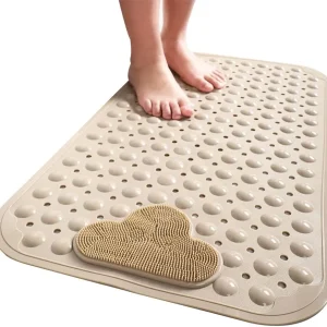 Piso De Goma Antideslizante Tina Ducha Alfombra Bañera Cepil Beige
