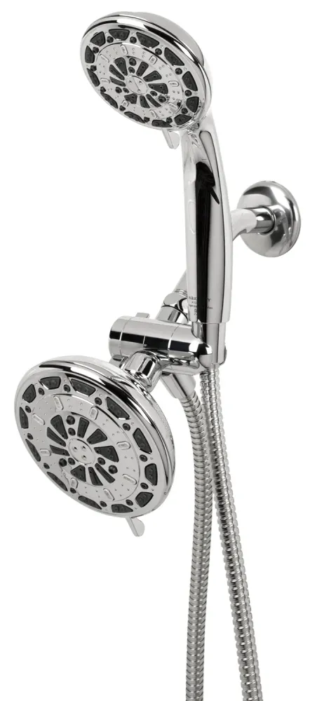 Cabezales de ducha fijos y de mano de doble chorro Serene Premium de 3/6" en cromo Waxman Consumer Group 8336521 PlumbCraft