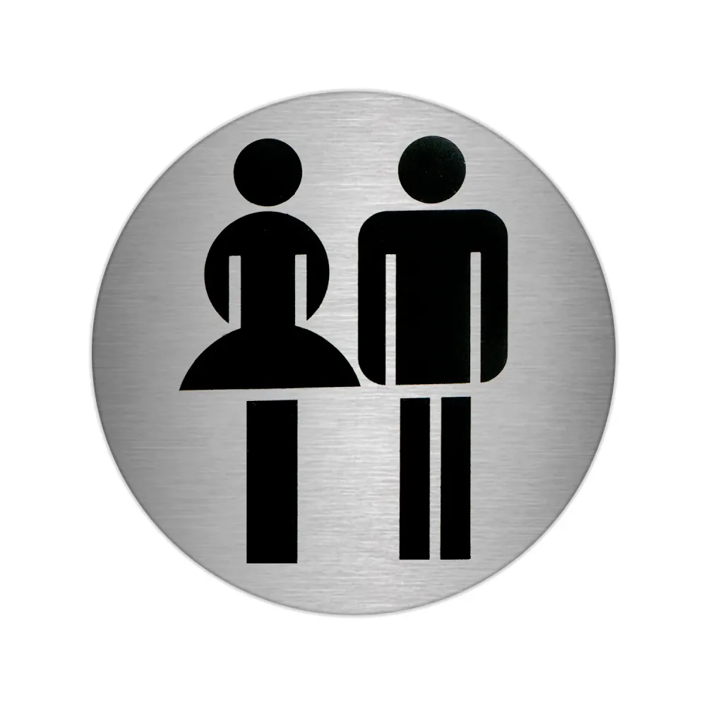Portarrollos de Toilet Placa Adhesiva Baño "Mujer / Hombre" Acero Inoxidable Ø 7 cm.