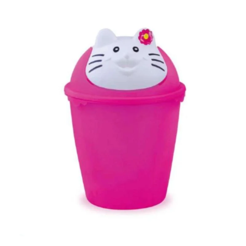 Papelera Animales Gata Praktiplas Fucsia