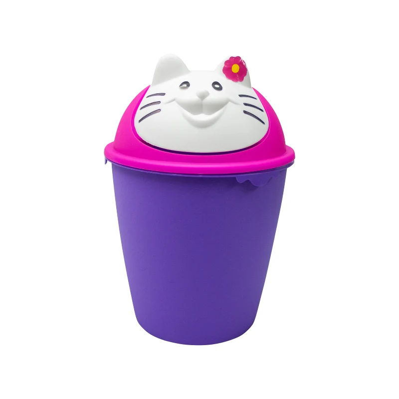 Papelera Animales Gata Praktiplas Fucsia