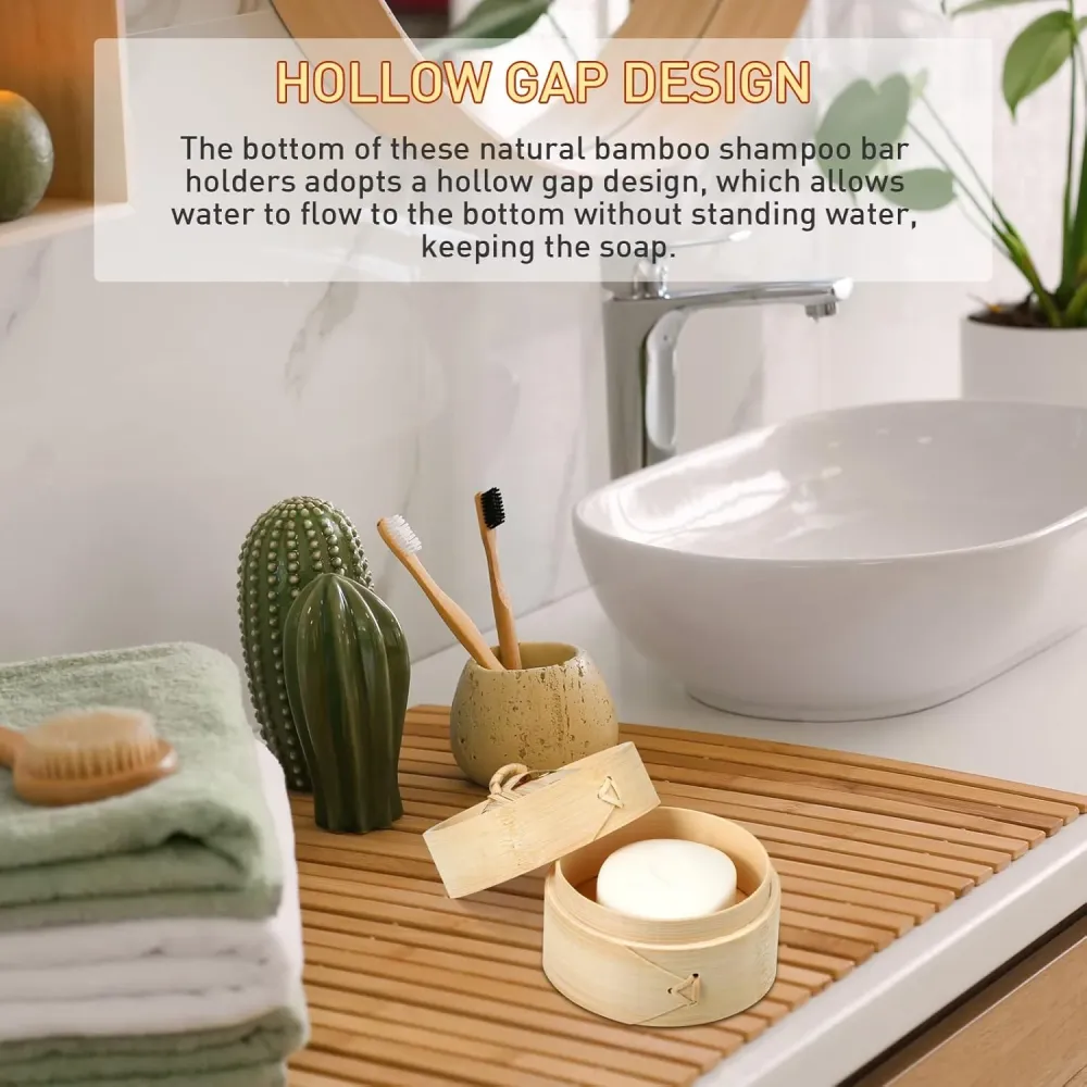 Chengu Soporte de barra de jabón de bambú natural con tapa, para drenaje Quierox - Tienda Online