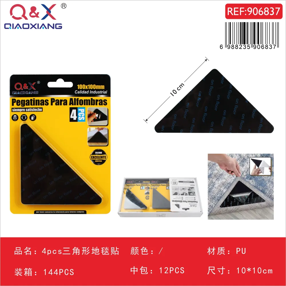 Adhesivos antideslizantes para alfombra triangulares pack 4 unidades 100 x 100 mm Q&X
