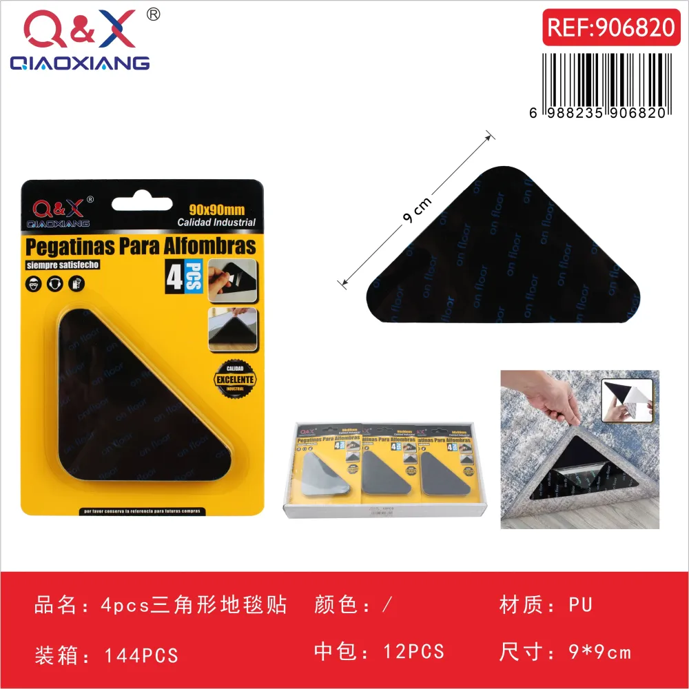 Adhesivos antideslizantes para alfombra triangulares pack 4 unidades 90 x 90 x 102 mm Q&X