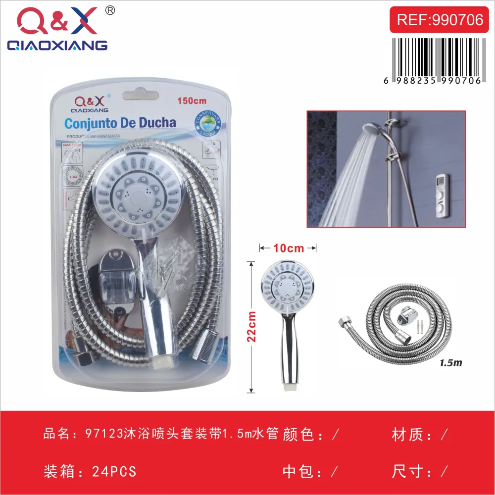 Set de cabezal de ducha con manguera de 1,5 m (modelo 97123) Q&X