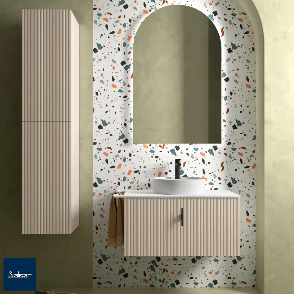 Resistente al Agua Mueble de baño BIBA macchiato 80 cm 1 cajón