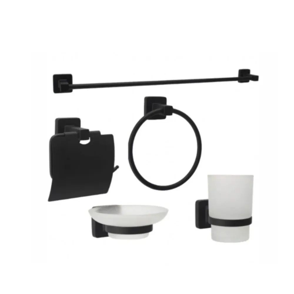Resistente al Agua Set de Accesorios para Baño de 5 Piezas - Acero Inoxidable / Acabado Negro Mate