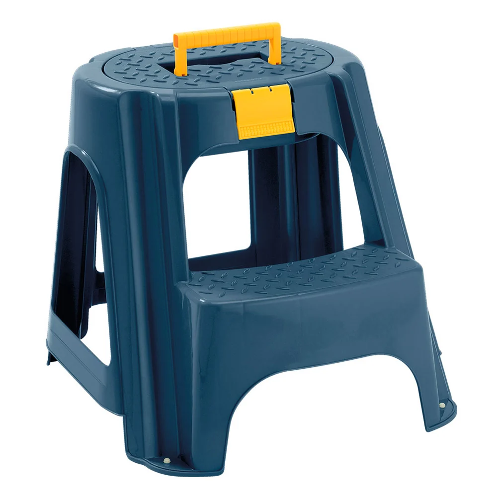 Escalesilla con tapa organizadora azul petroleo marca Rimax