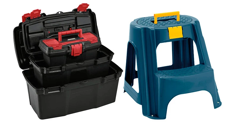 Escalesilla con tapa organizadora azul petroleo marca Rimax