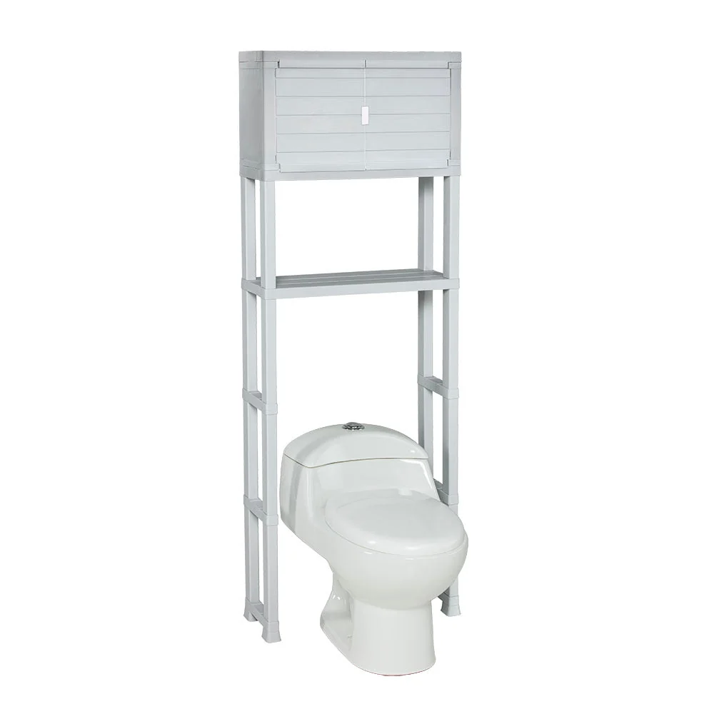 Estante Organizador con Puertas para Baño Gris Hielo Rimax