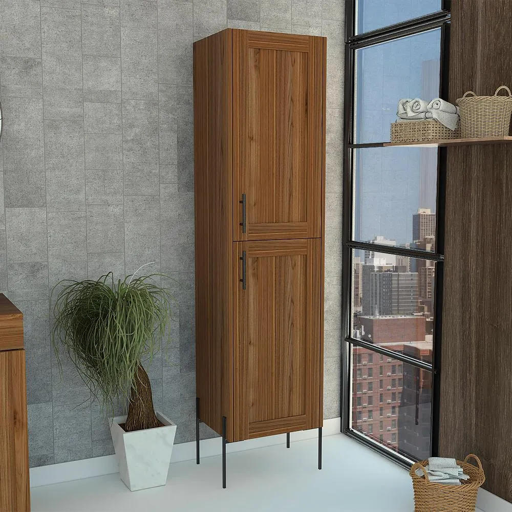 BORRADOR PLAGA Organizador de Baño Weist, Castaño, con patas metalicas en color negro RTA Design