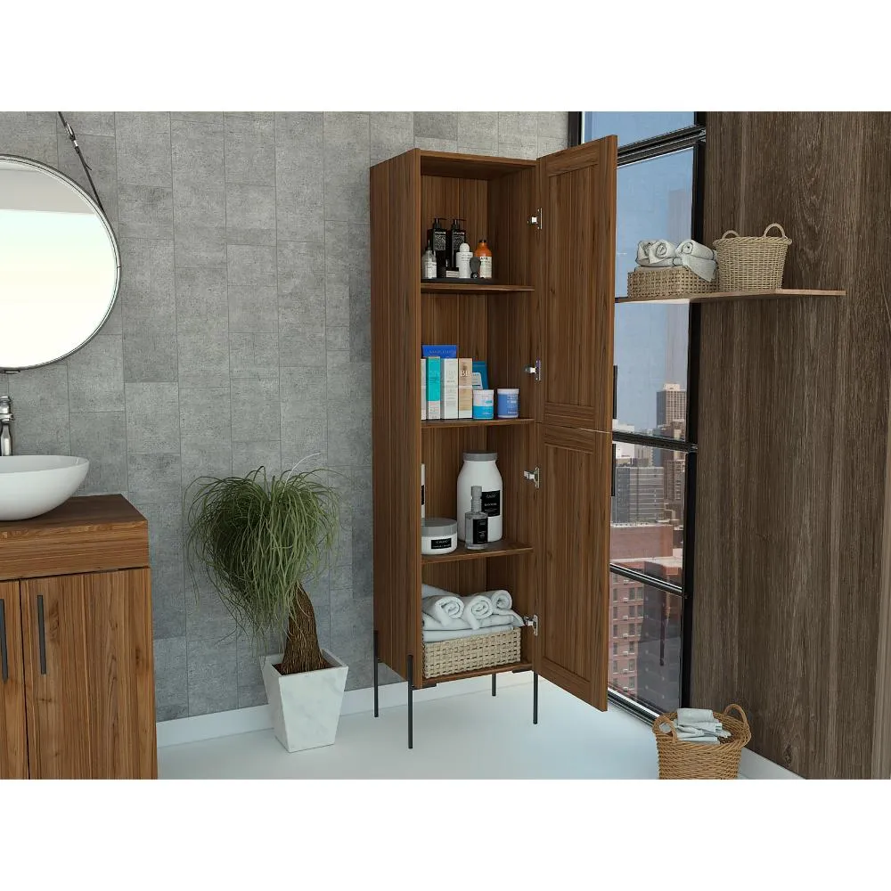 BORRADOR PLAGA Organizador de Baño Weist, Castaño, con patas metalicas en color negro RTA Design