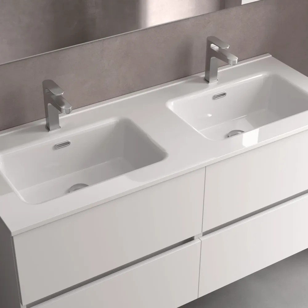Lavabo Doble Poza CONSTANZA 121 cm. Blanco Brillo SALGAR