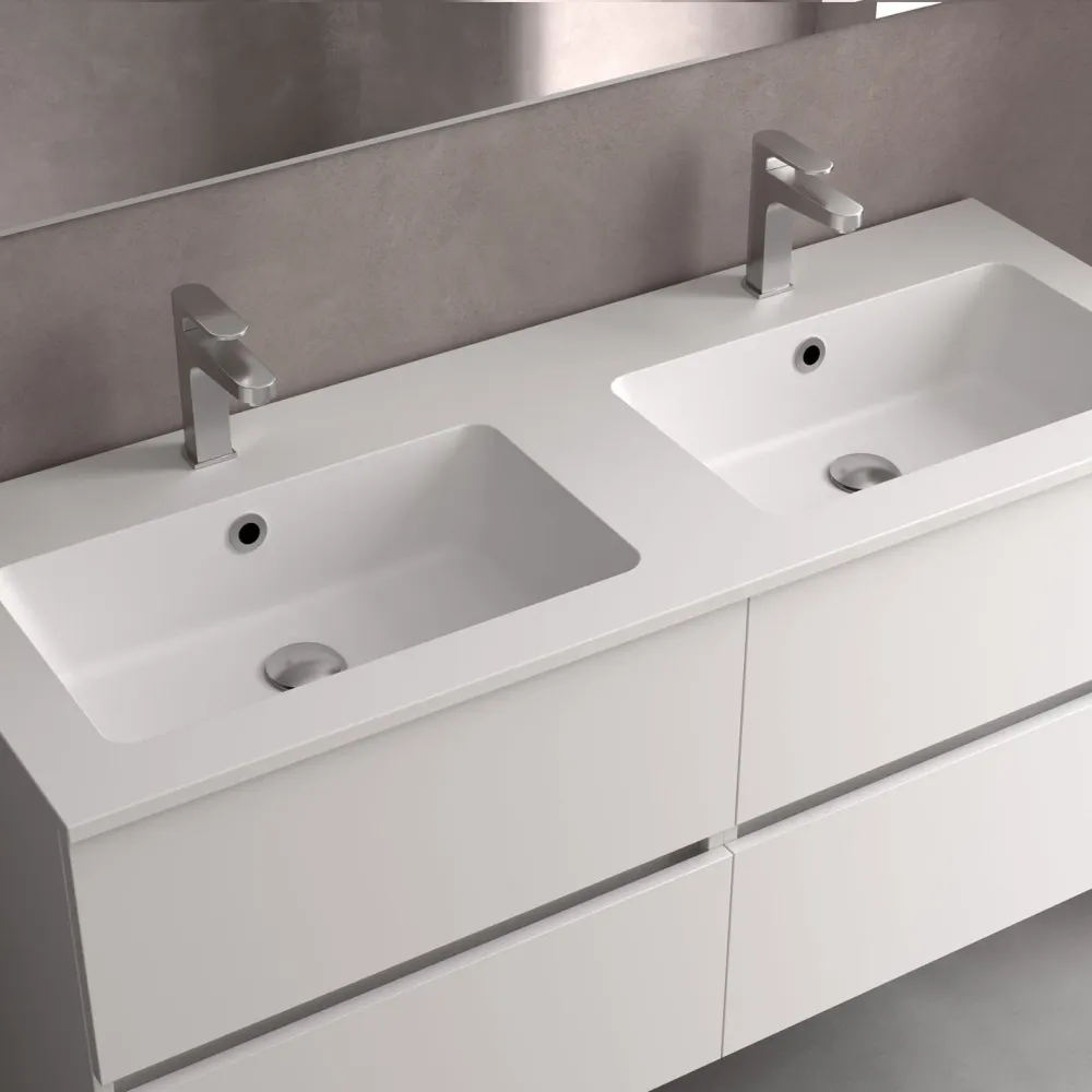 Lavabo Doble VILNA Mineral Solid de Salgar. De 120 160 cm