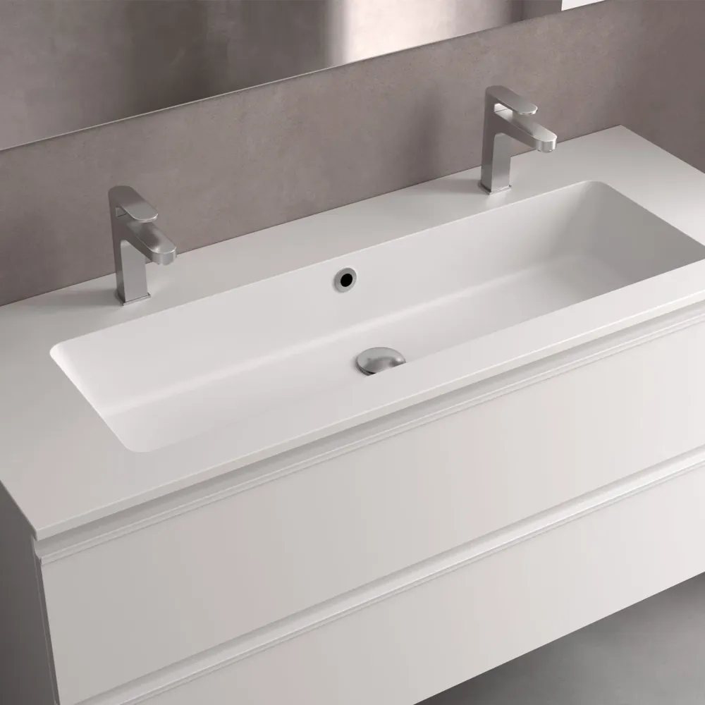Lavabo Doble VILNA Mineral Solid de Salgar. De 120 160 cm