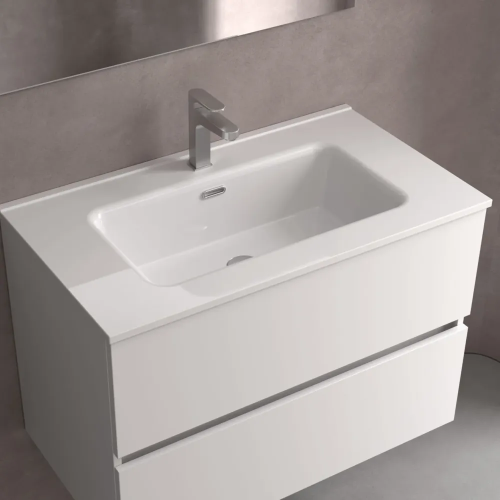 Lavabo Integrado CONSTANZA de Porcelana Blanca de SALGAR Blanco