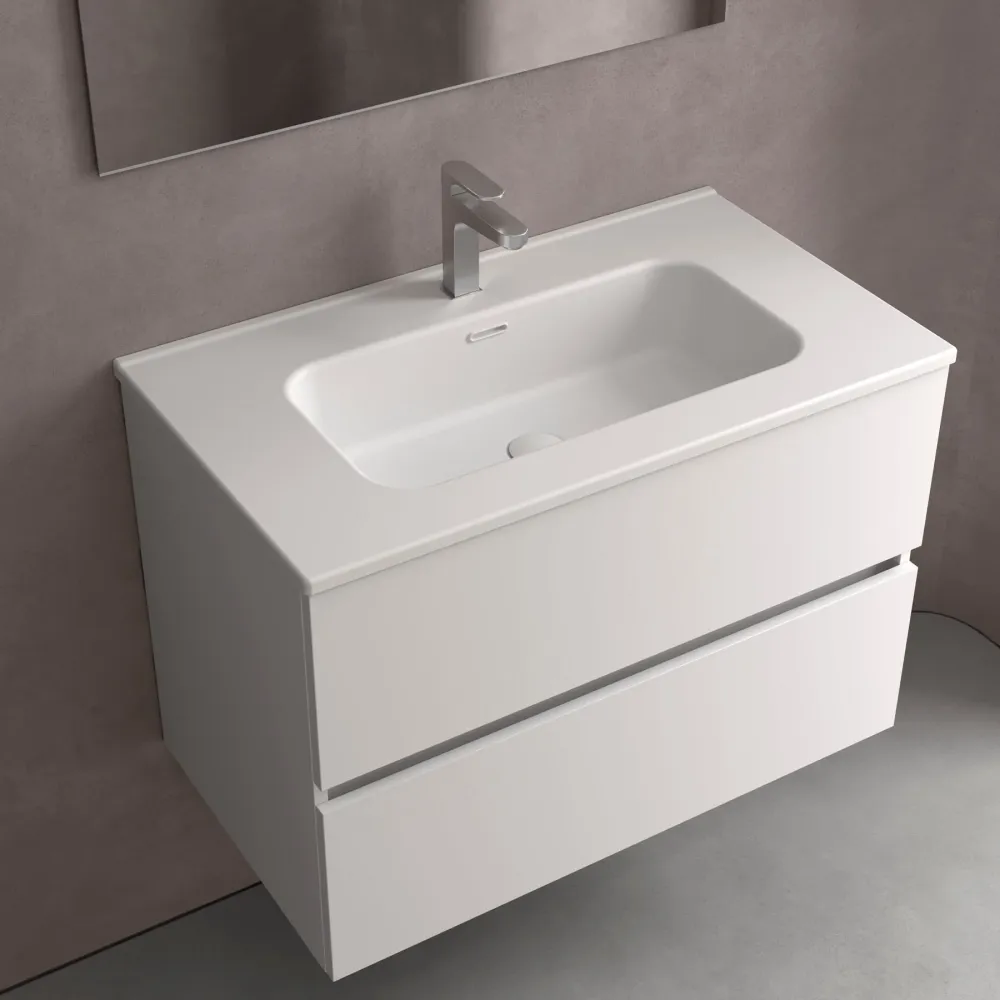 Lavabo Integrado CONSTANZA de Porcelana Blanca de SALGAR Blanco