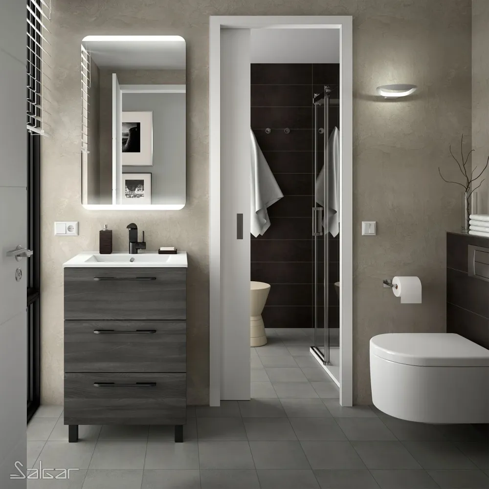 Lavabo Integrado CONSTANZA de Porcelana Blanca de SALGAR Blanco