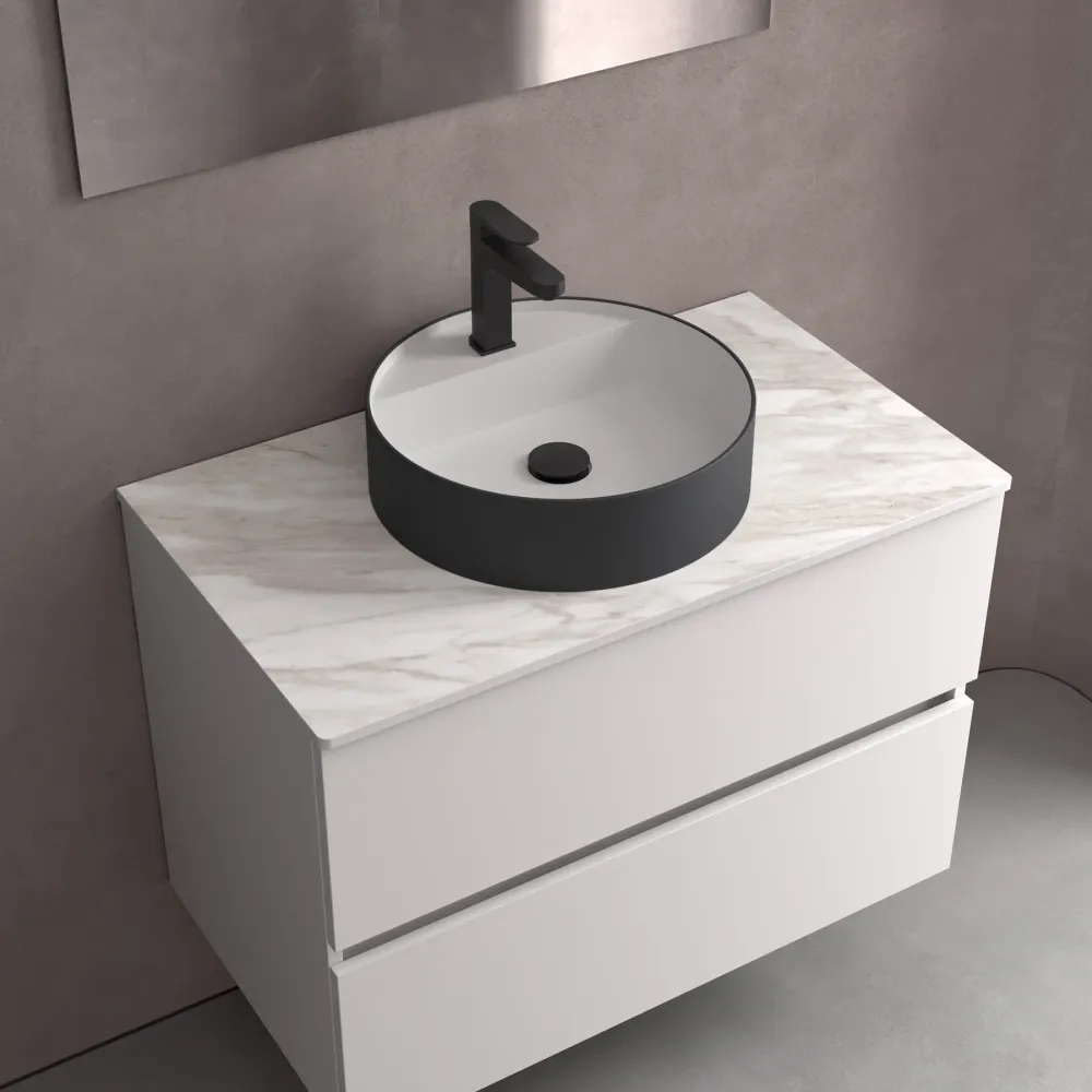 Lavabo de posar BICA en Solid Surface. 8 Acabados (Ø 390x105 mm) Terracota SALGAR