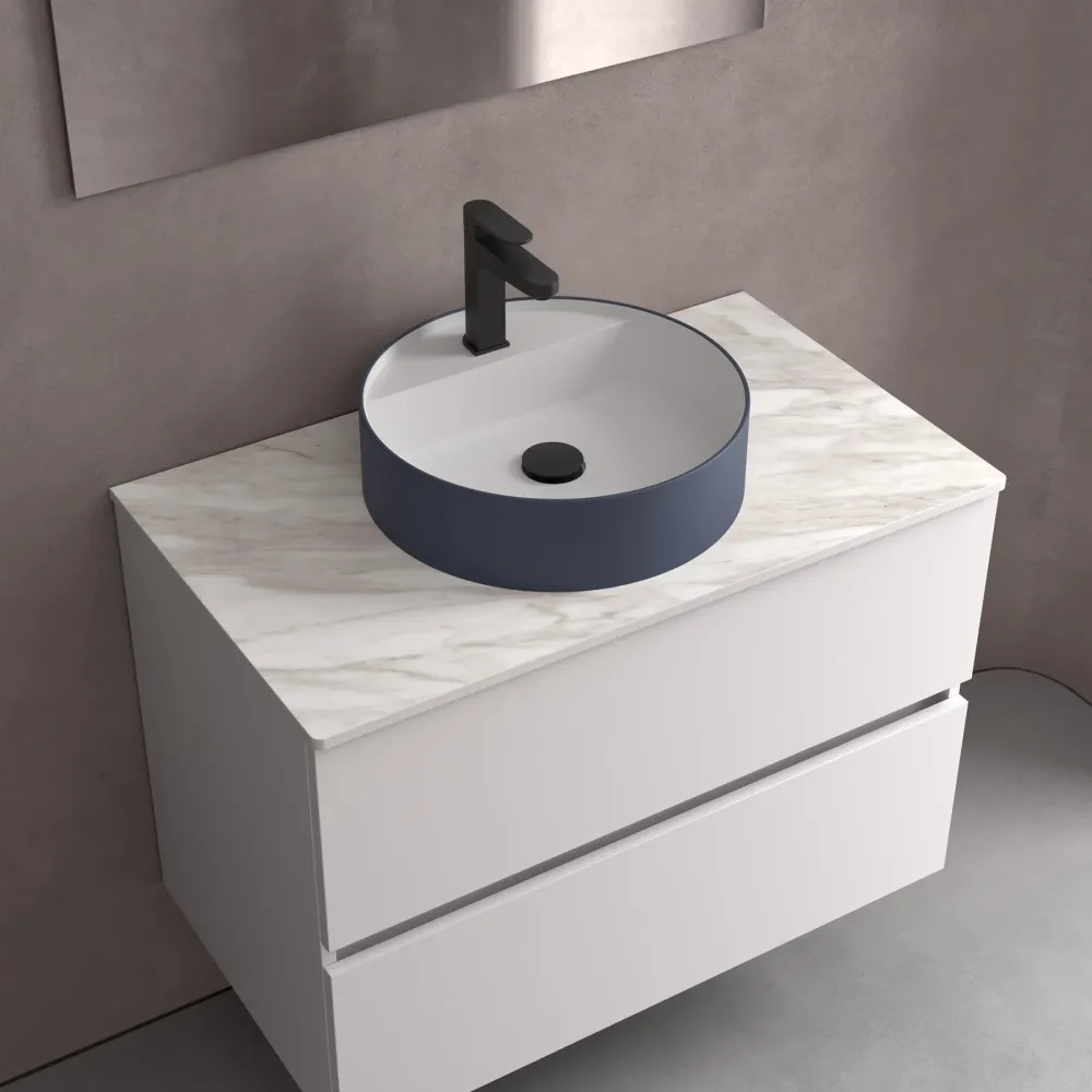 Lavabo de posar BICA en Solid Surface. 8 Acabados (Ø 390x105 mm) Terracota SALGAR