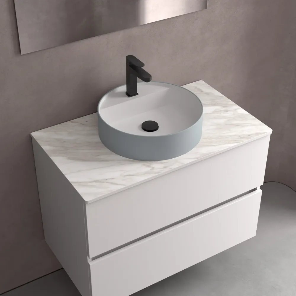 Lavabo de posar BICA en Solid Surface. 8 Acabados (Ø 390x105 mm) Terracota SALGAR