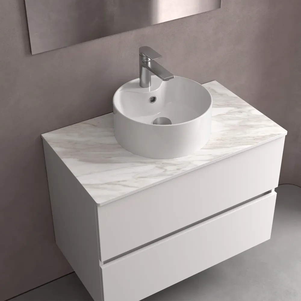Lavabo de posar LISBOA de Porcelana Blanca Ø 360 x 140 mm Salgar