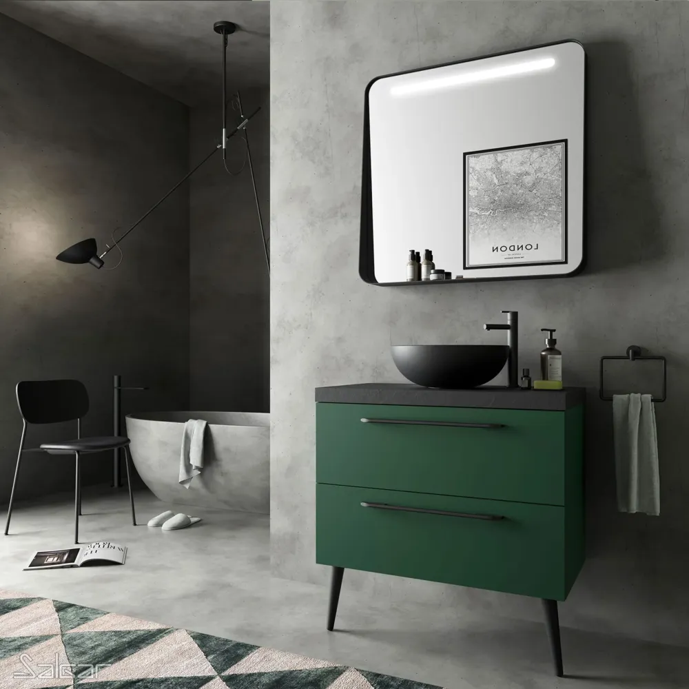 Lavabo de posar LOKUM porcelana negra mate Ø 380 x 140 mm Salgar