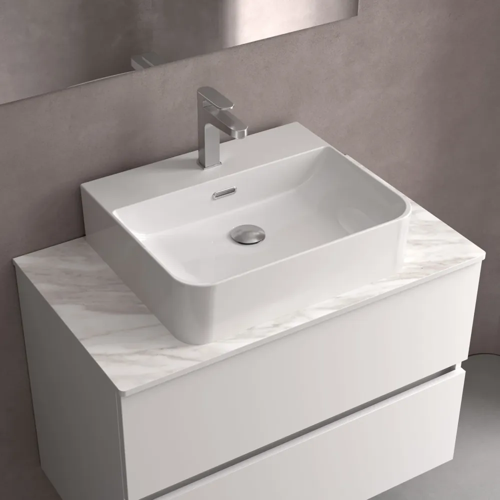 Lavabo de Posar TENTO, Porcelana Blanca de 420 y de 500 mm SALGAR