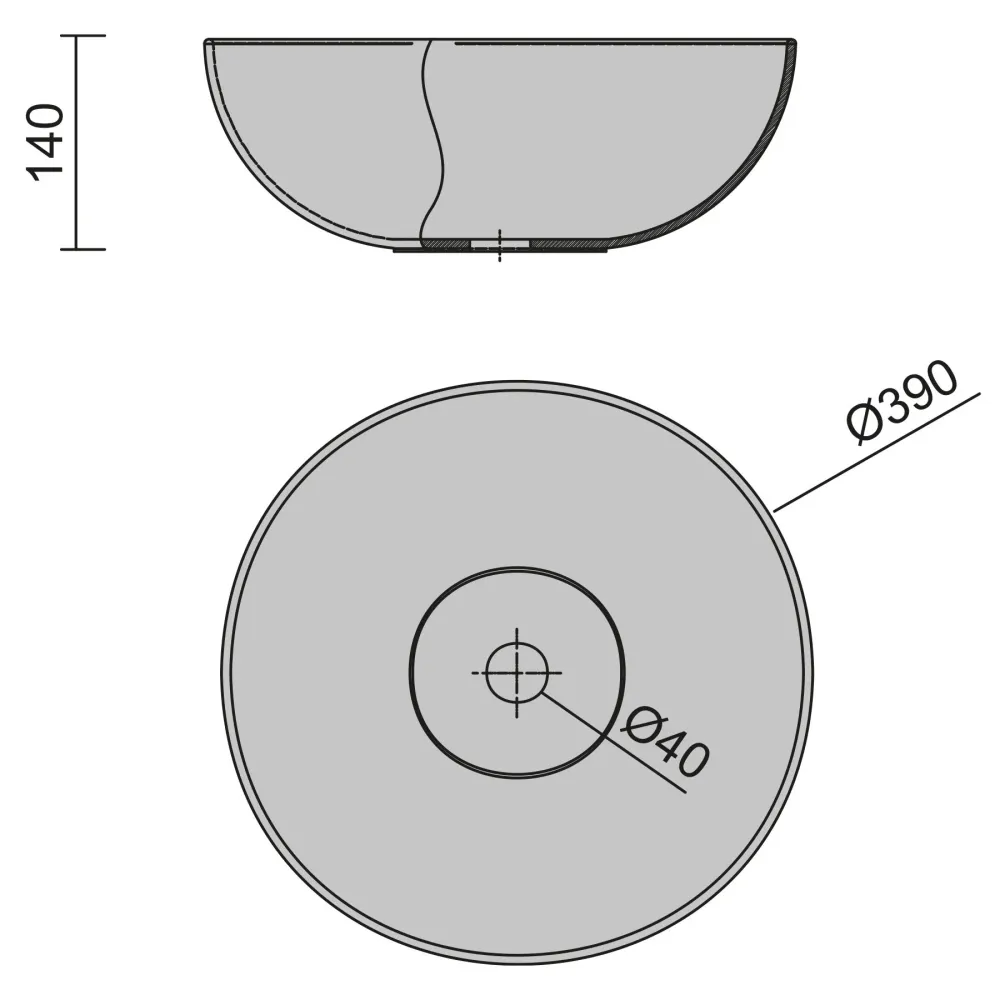 Lavabo de sobre encimera BULKAN en Solid Surface (Ø 400 x 140 mm) SALGAR