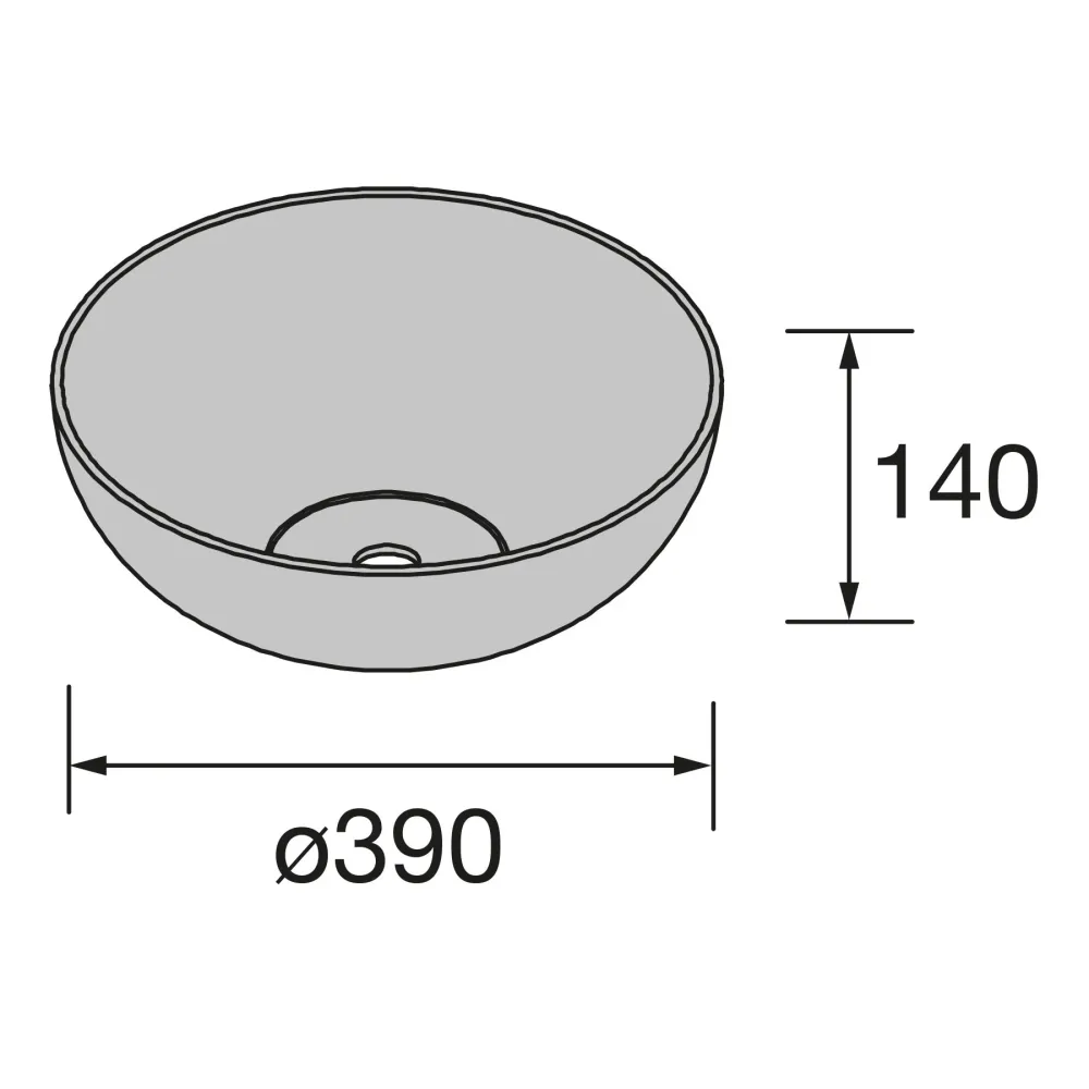 Lavabo de sobre encimera BULKAN en Solid Surface (Ø 400 x 140 mm) SALGAR