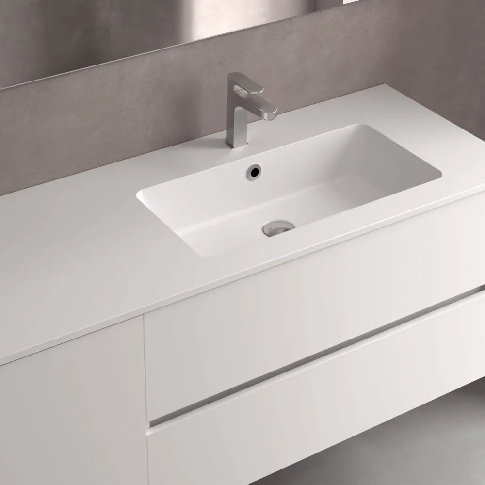 Lavabo VILNA con Poza Desplazada MineralSolid de Salgar. De 90 160 cm