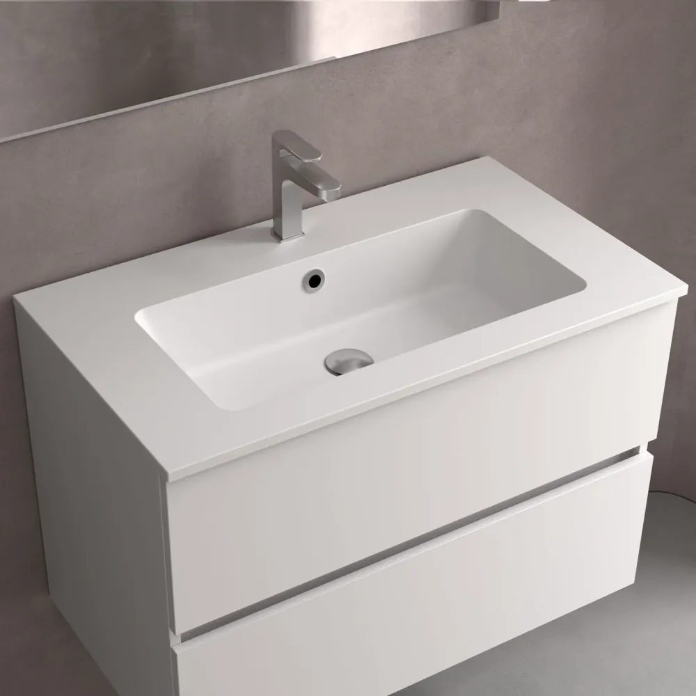 Lavabo VILNA MineralSolid de Salgar. Blanco Mate de 61 121 cm