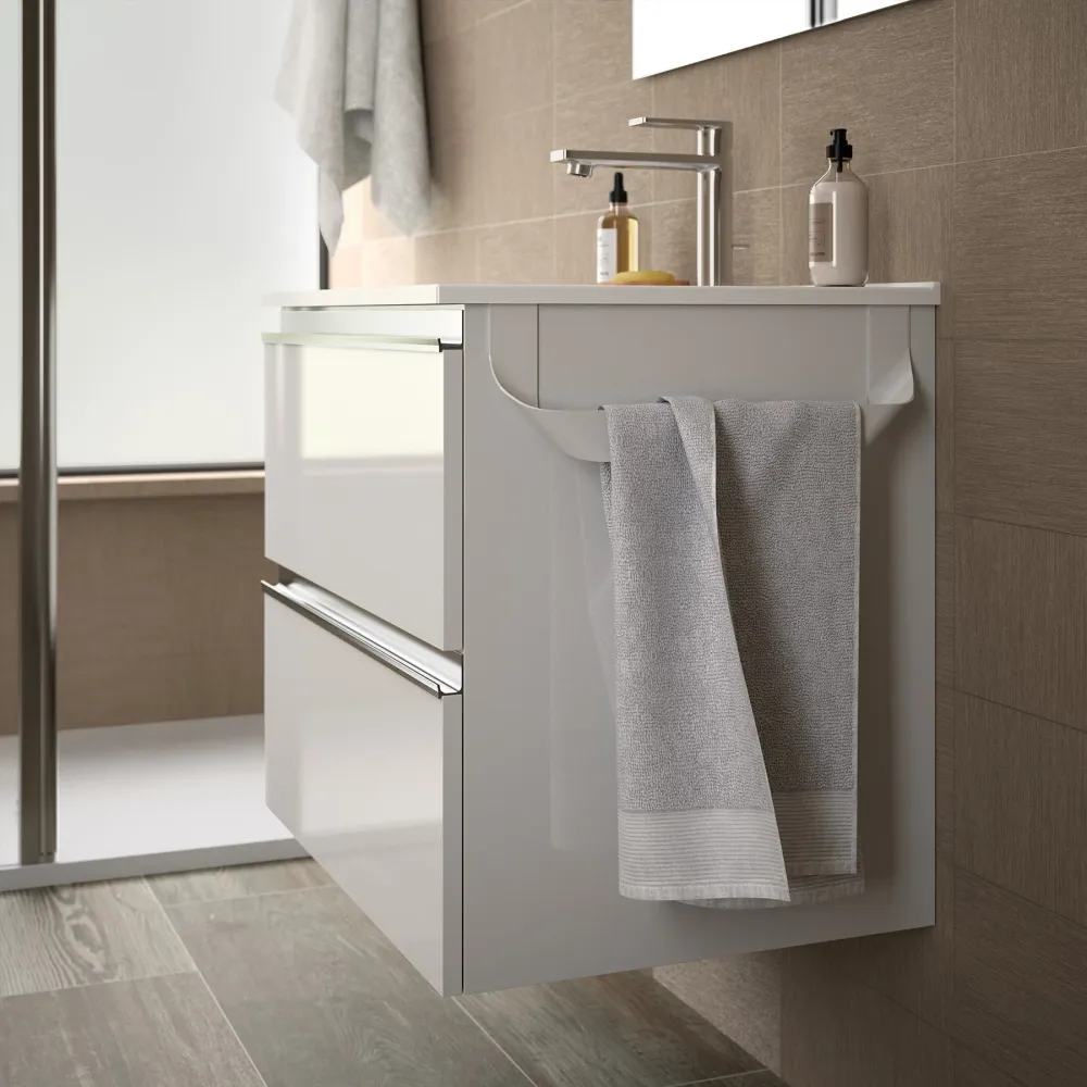 Toallero doble JAZZ fondo 45 y 50 de Salgar. 385 x 125 x 68 mm Blanco