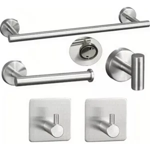 Set 5 Accesorios Baño Acero Inoxidable Baño Fácil Instalación