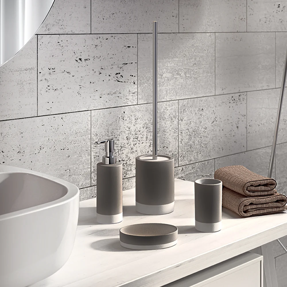 Set de accesorios de baño en cerámica Gedy colección Nuevo Mizar - Gris