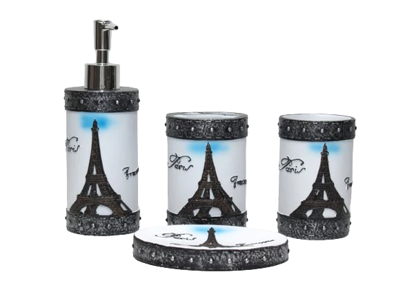 Set De Accesorios Baño Premium 4 Und Resina Epóxica