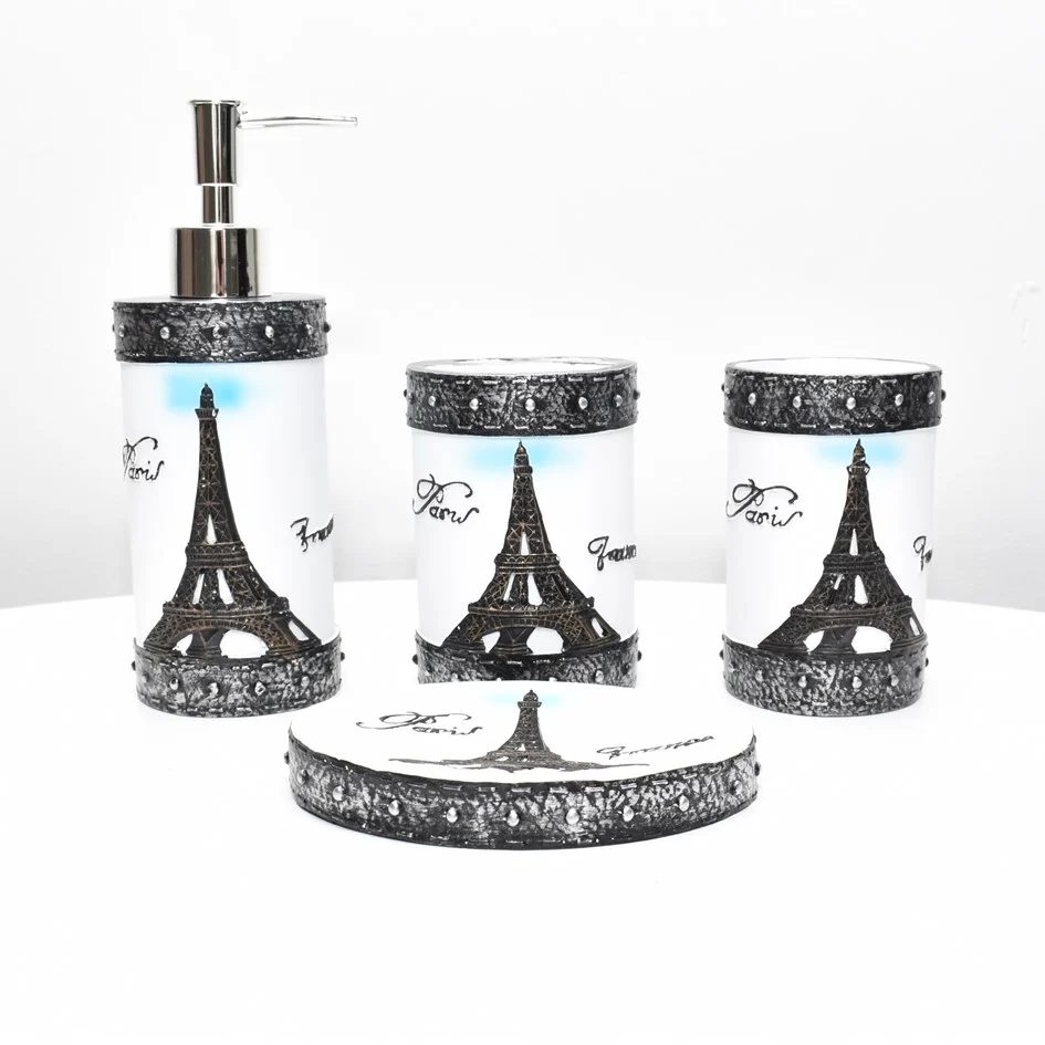 Set De Accesorios Baño Premium 4 Und Resina Epóxica