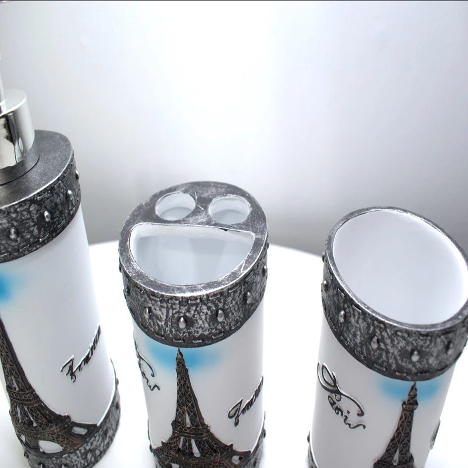 Set De Accesorios Baño Premium 4 Und Resina Epóxica