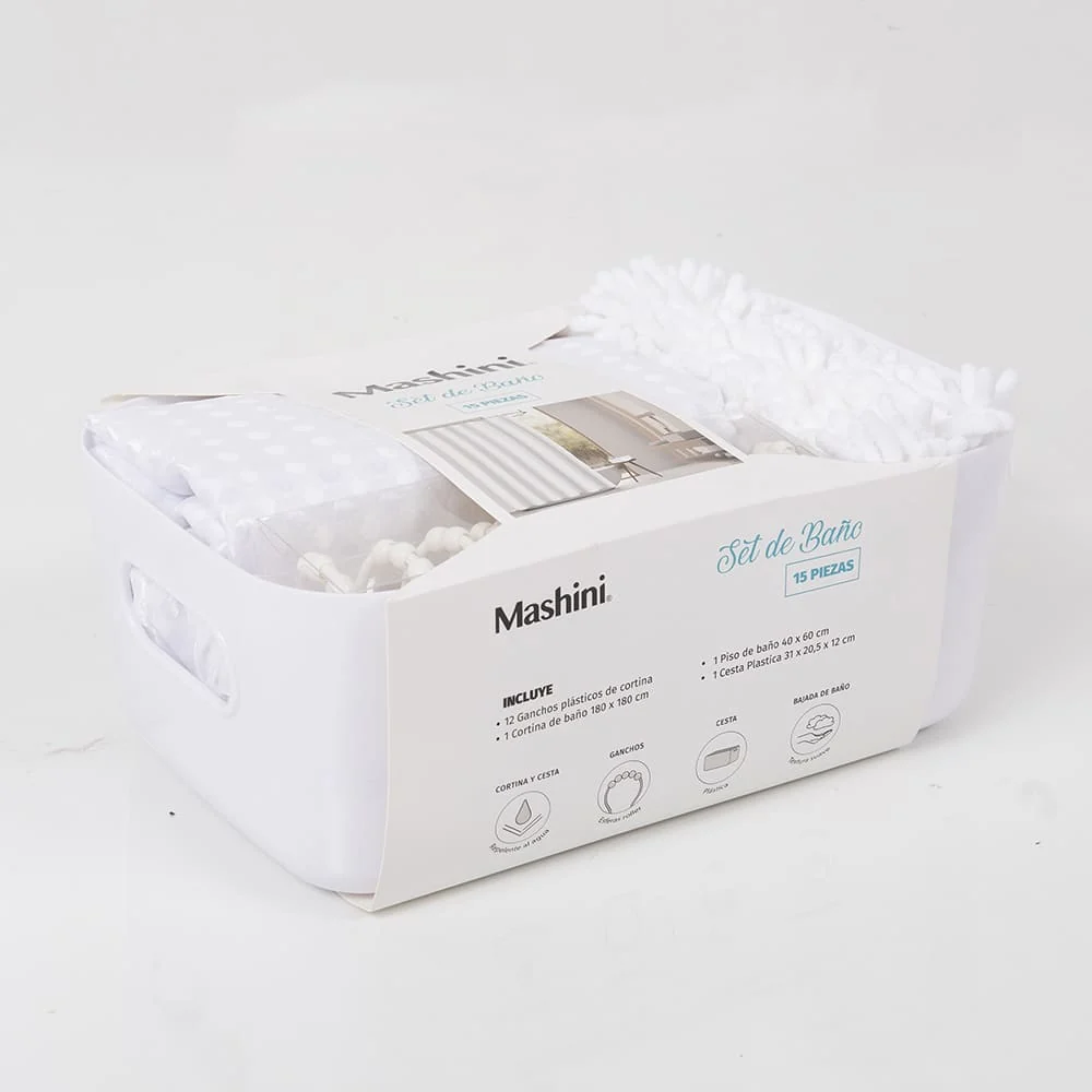 Set Cortina de Baño 4 Piezas Blanco