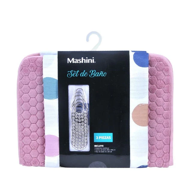 Set Cortina de Baño 3 Piezas Castaño