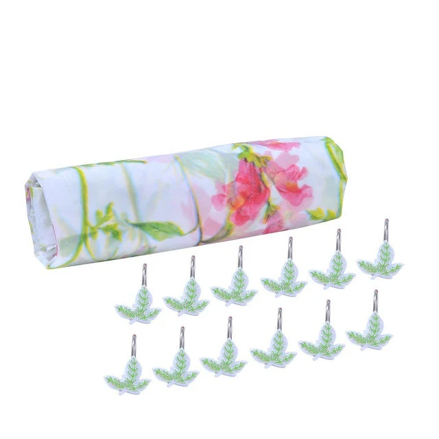 Set Cortina de Baño 2 Piezas Flores Rojo