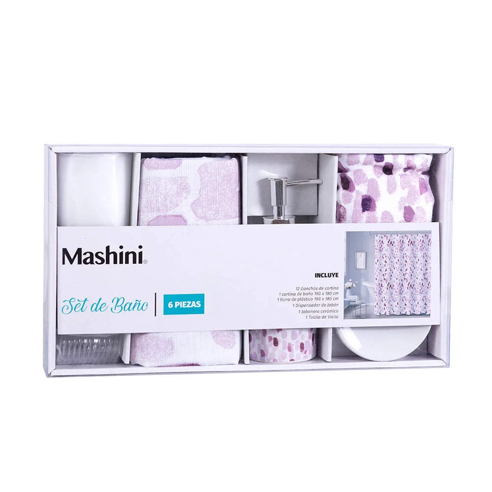 Set Cortina de Baño 6 Piezas Limarí