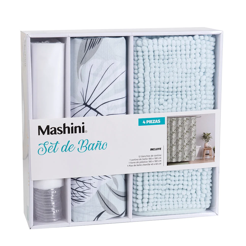 Set Cortina de Baño 4 Piezas Nyeri