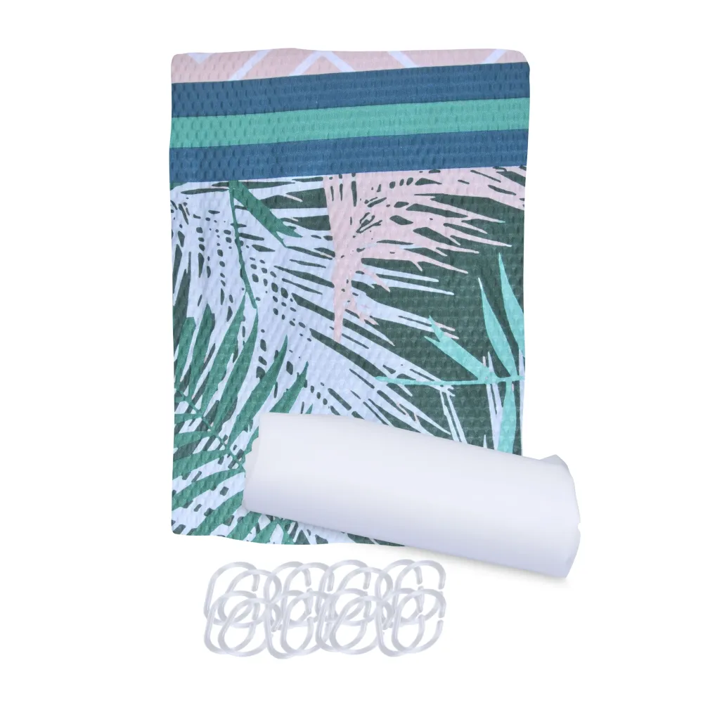 Set Cortina de Baño 3 Piezas Palma