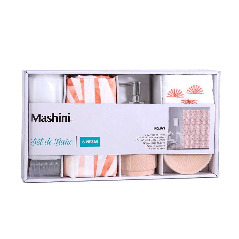 Set Cortina de Baño 6 Piezas Rapel