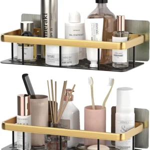 Set de Organizador Estante de Baño Repisa Ducha 2 Und Gold